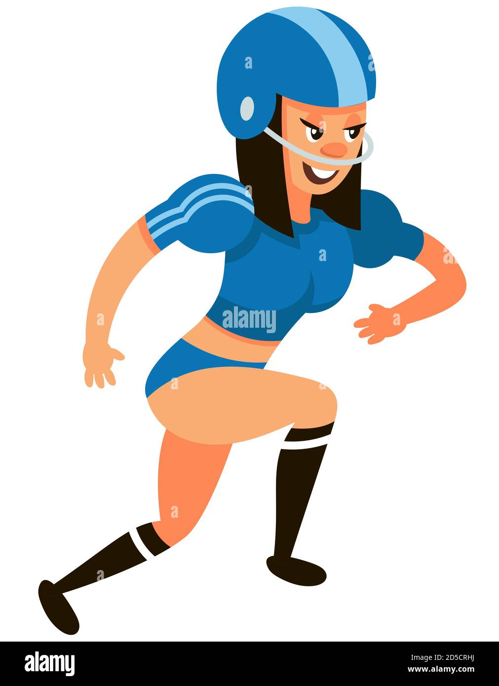 Joueur de football américain. Personnage féminin de style dessin animé. Illustration de Vecteur