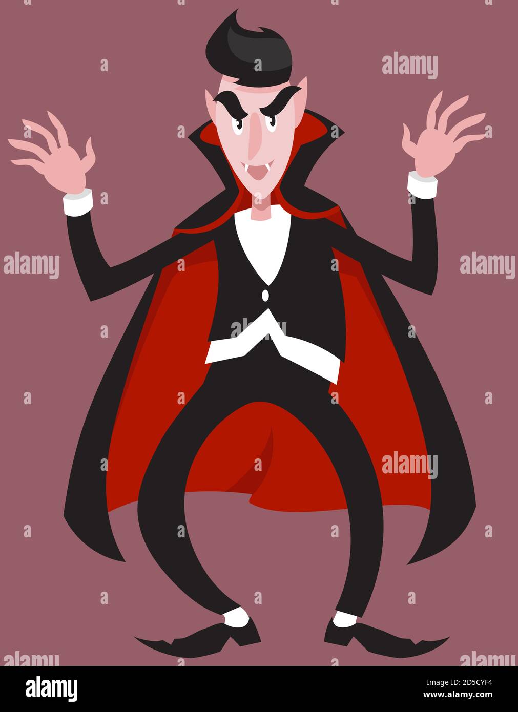 Vampire dans une posture intimidante. Personnage d'Halloween en style caricature. Illustration de Vecteur