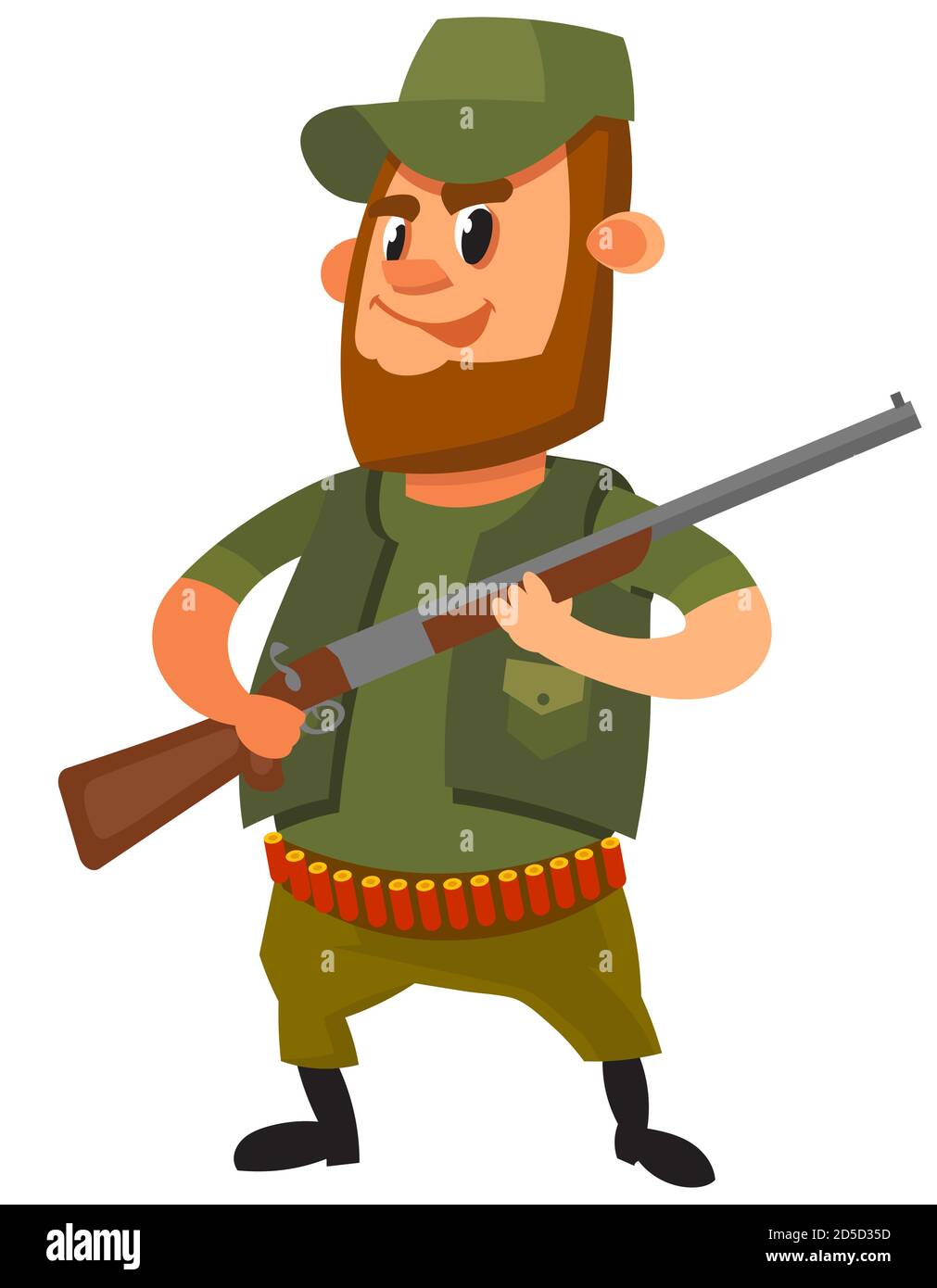Fusil de maintien Hunter. Personnage masculin de style dessin animé. Illustration de Vecteur