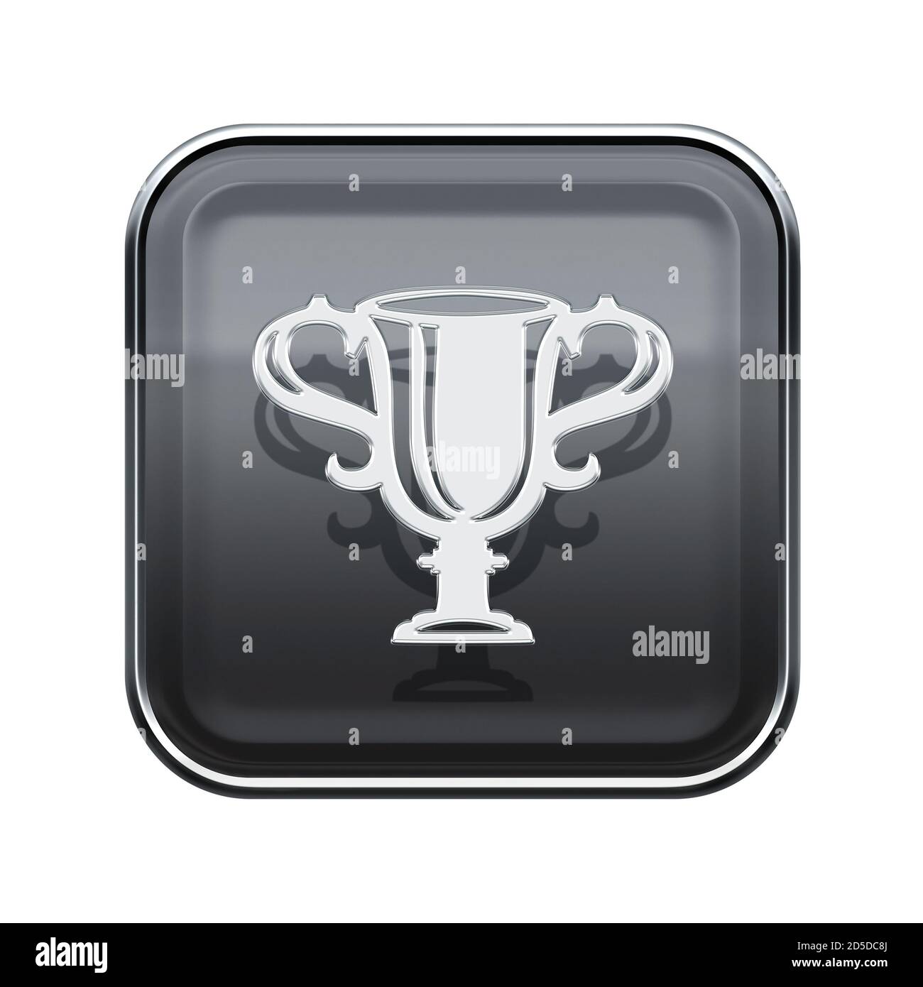 Icône de tasse gris brillant, isolée sur fond blanc. Banque D'Images