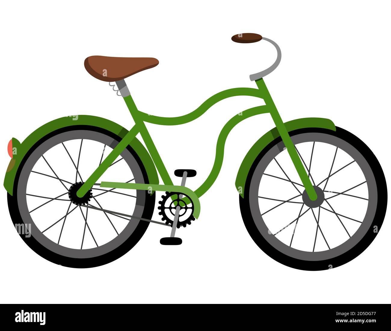 Vélo de ville vert. Transport écologique dans le style de dessin animé. Illustration de Vecteur