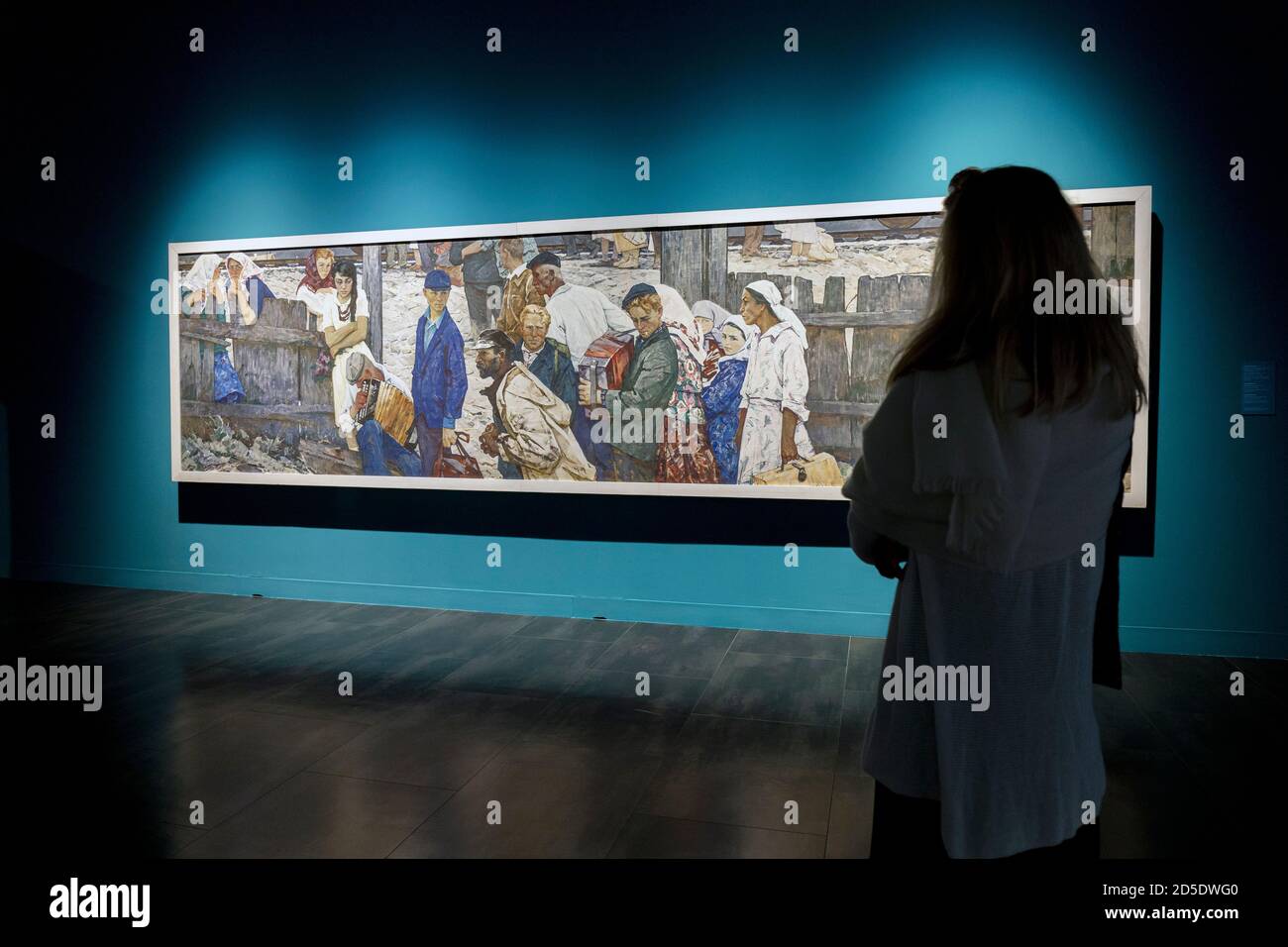 Des trains qui ramenés les Lads, une œuvre de Leonid Kabachek en 1964, 1924 - 2001/2. Exposé dans la branche du Musée d'État russe à Malaga, province de Malaga, Banque D'Images