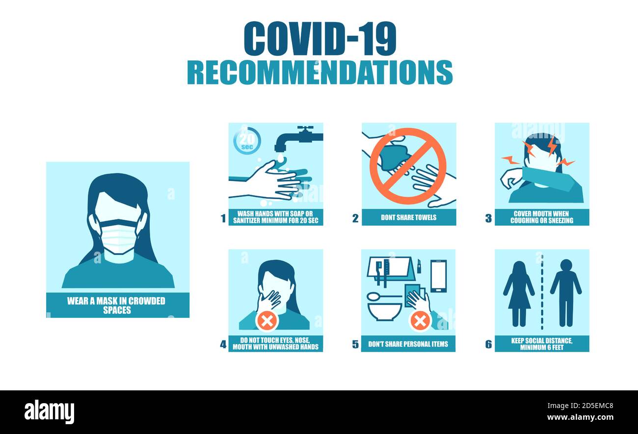 Infographie sur l'affiche du coronavirus avec conseils et recommandations sur la façon de procéder arrêter la propagation de la maladie Illustration de Vecteur