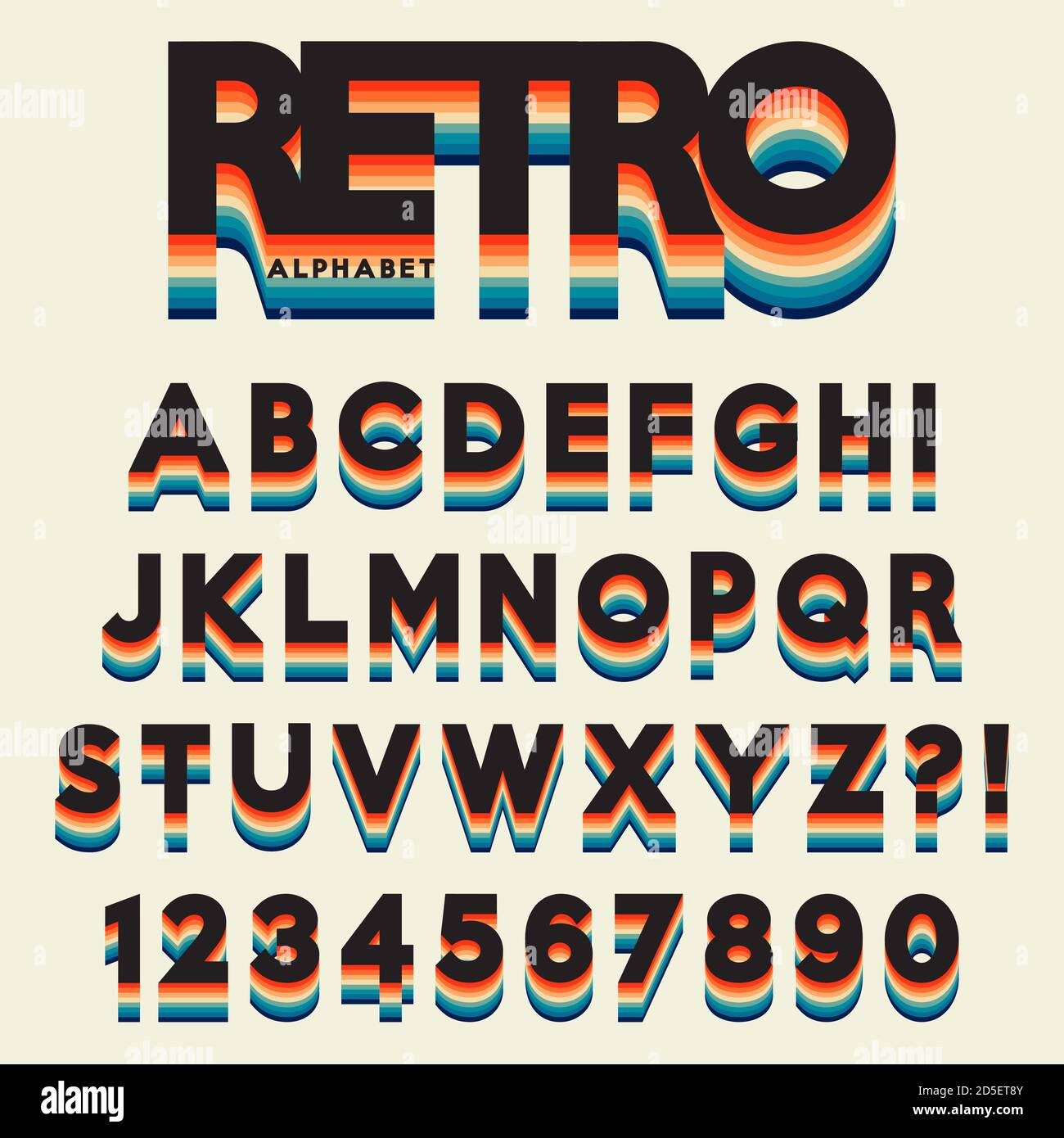 Lettre alphabet stylisé style rétro Illustration de Vecteur