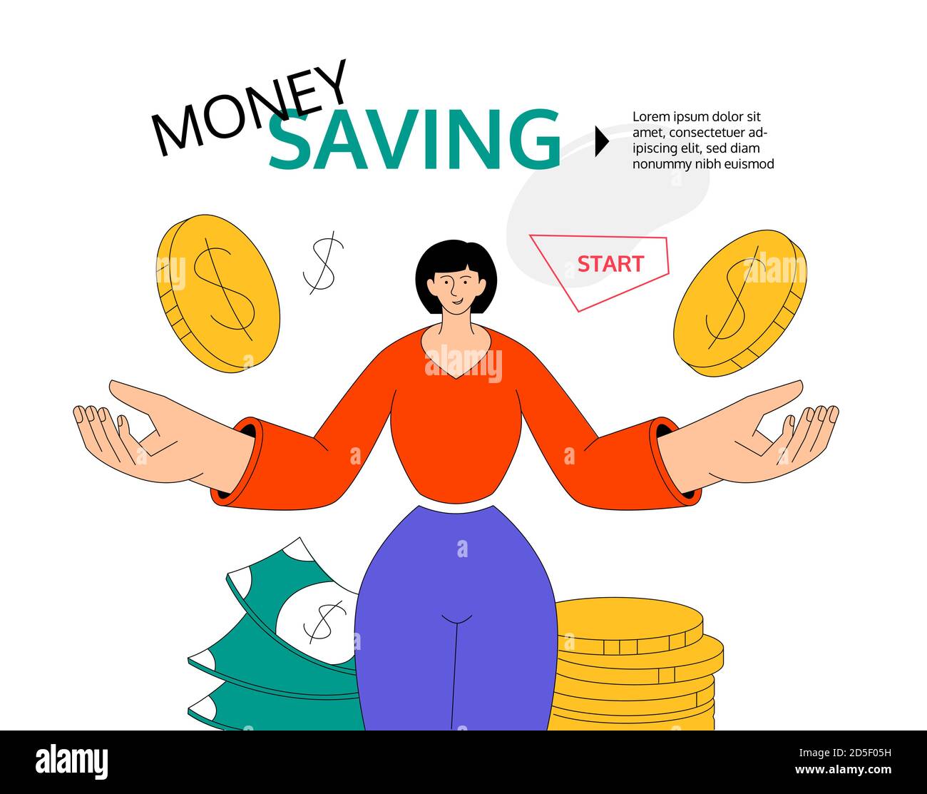 Économique - bandeau en toile moderne et coloré de style plat Illustration de Vecteur