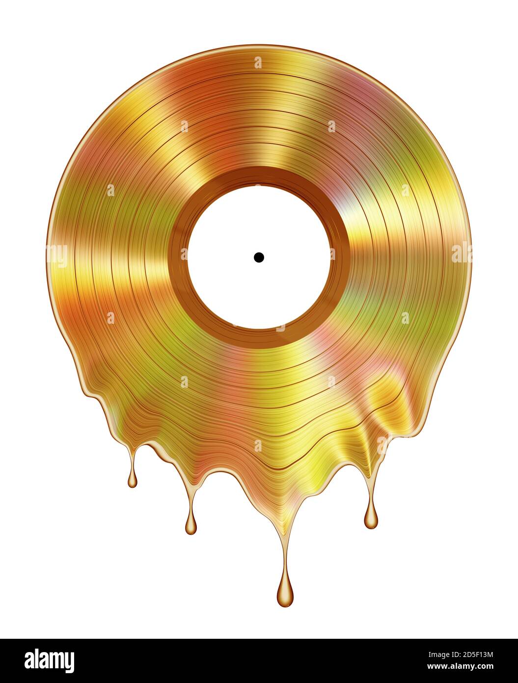 Prix Golden irisée en vinyle fondu isolé sur fond blanc Banque D'Images