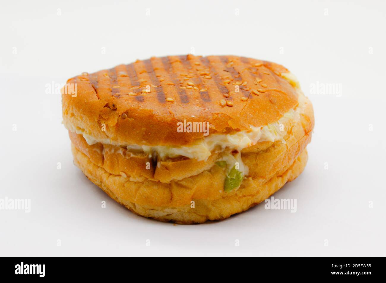 Une photo de hamburger sur fond blanc Banque D'Images
