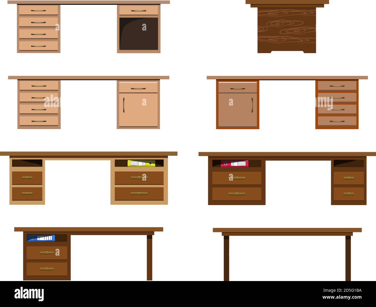 Ensemble de tables de bureau modernes en bois vecteur de variété isolées sur fond blanc. Illustration vectorielle pour intérieur de dessin animé et accessoires de mobilier Illustration de Vecteur Ensemble de tables de bureau modernes en bois vecteur de variété isolées sur fond blanc. Illustration vectorielle pour intérieur de dessin animé et accessoires de mobilier Illustration de Vecteur