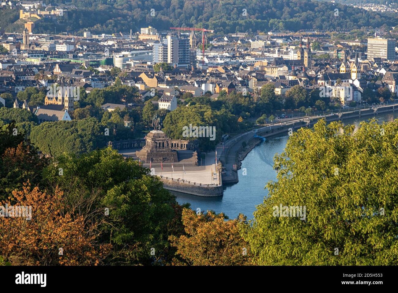 Rhin et Moselle au Deutsches Eck à Coblence Banque D'Images