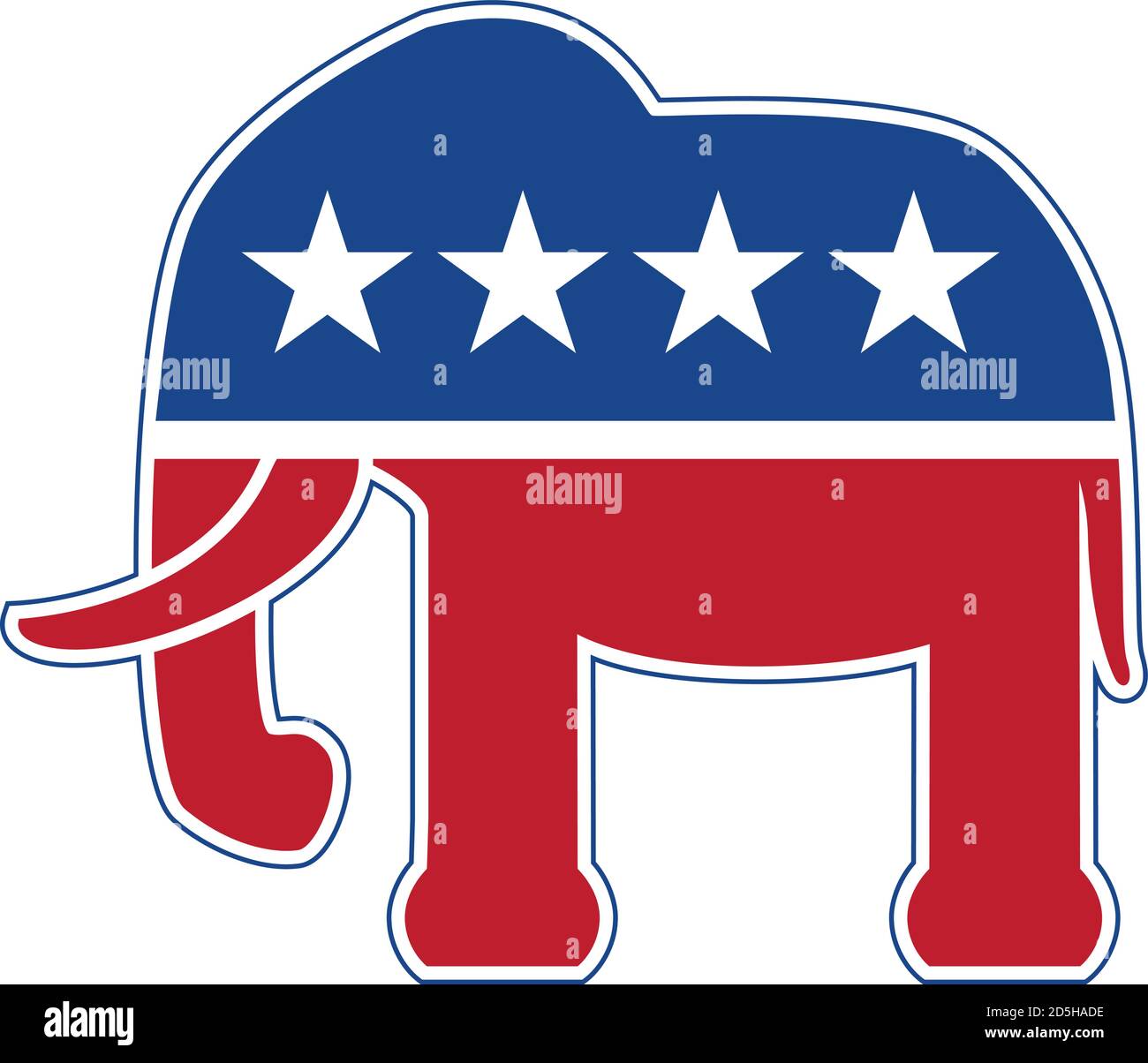 Eléphant républicain Rouge blanc et Bleu politique isolé Illustration du vecteur Illustration de Vecteur