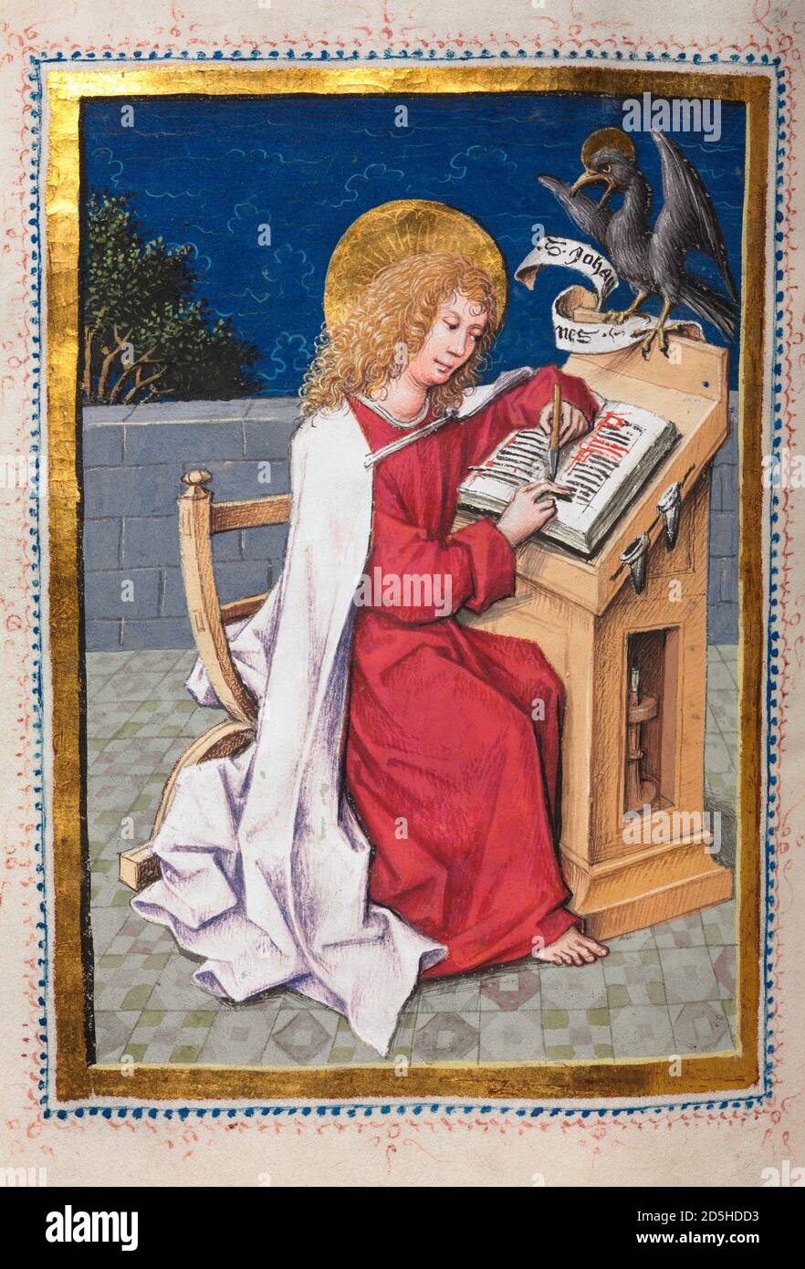 Livre de l'Evangile avec des Portraits évangélistes : Saint John par Maître Hausbuch (allemand), vers 1480 Banque D'Images