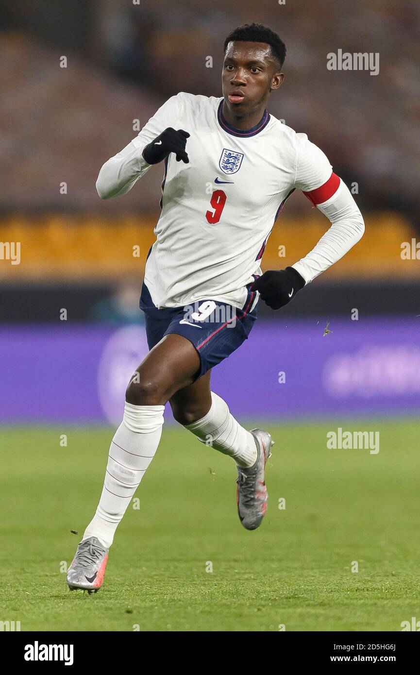 Wolverhampton, Royaume-Uni. 13 octobre 2020. Eddie Nketiah d'Angleterre lors du match de qualification 2021 du Championnat d'Europe des moins de 21 ans 3 de l'UEFA entre l'Angleterre U21 et la Turquie U21 au stade Molineux, le 13 octobre 2020 à Wolverhampton, en Angleterre. (Photo de Daniel Chesterton/phcimages.com) Credit: PHC Images/Alamy Live News Banque D'Images