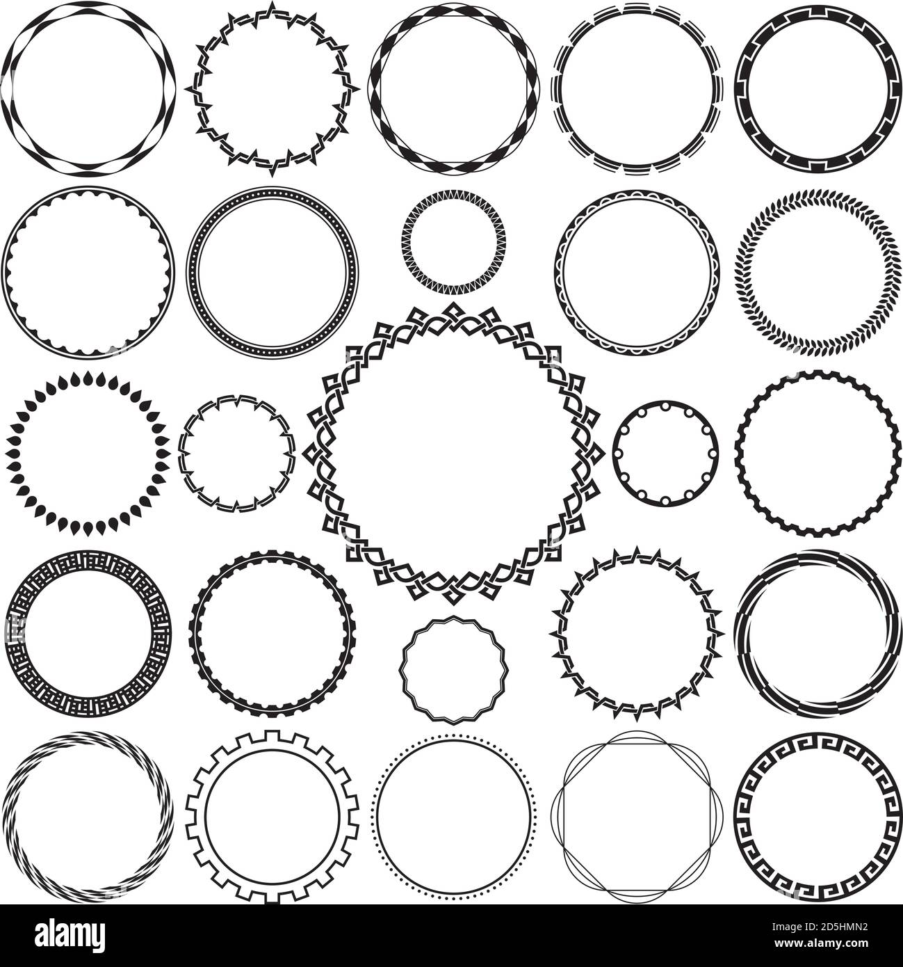 Collection De Cadres De Bordure Ornementales Ronds Décoratifs. Idéal pour les étiquettes anciennes. Illustration de Vecteur