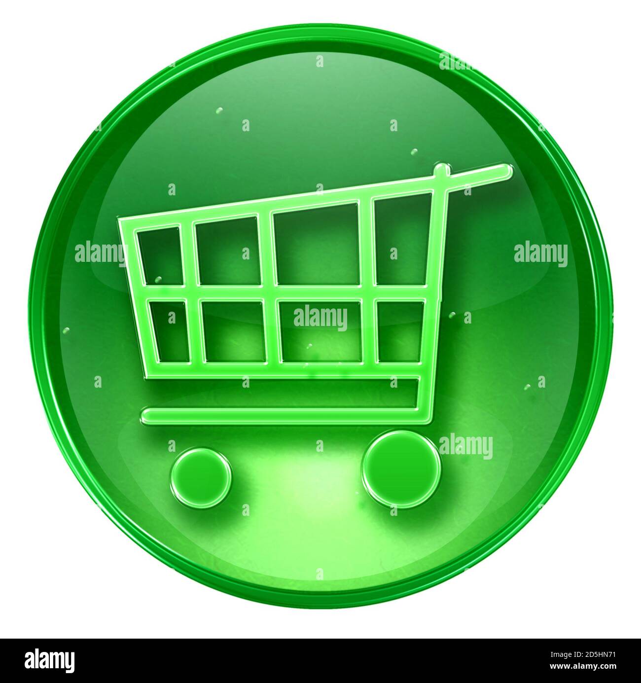 icône de panier verte, isolée sur fond blanc. Banque D'Images
