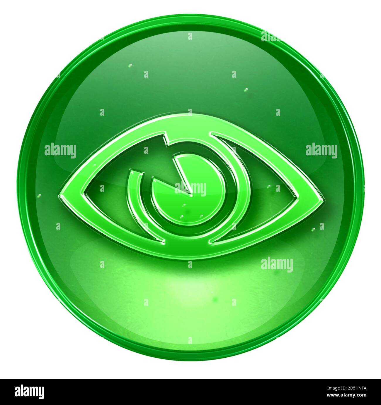 icône d'œil verte, isolée sur fond blanc. Banque D'Images