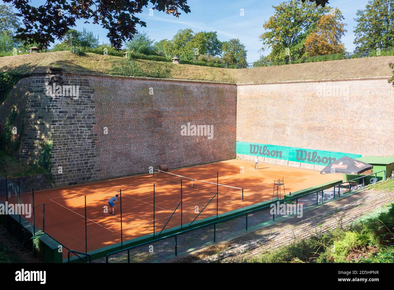 Praha: Court de tennis au fort de Vysehrad (Wyschehrad) à Vysehrad, Praha, Prag, Prague, Tchèque Banque D'Images