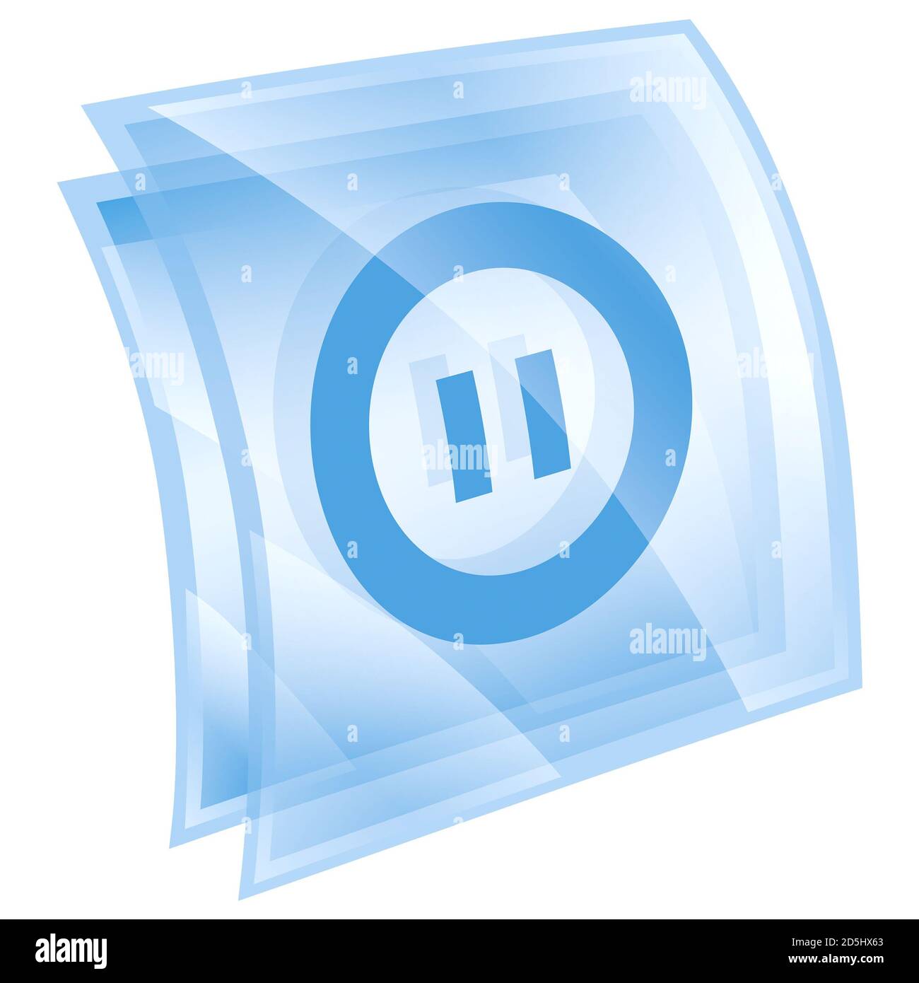 L'icône Pause bleu, isolé sur fond blanc. Banque D'Images