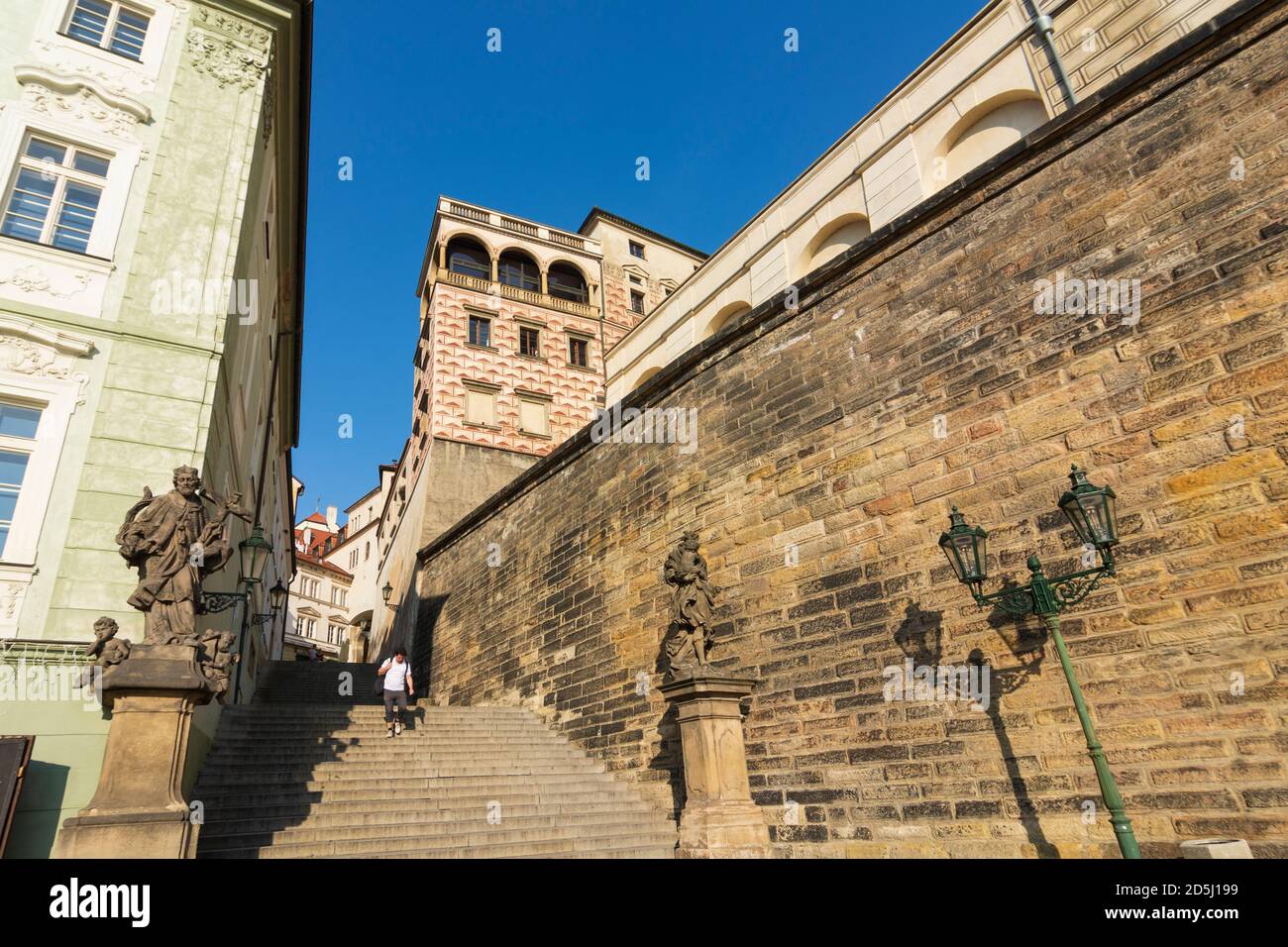 Praha: Escaliers du château de Prague à Hradcany, quartier du château, Praha, Prag, Prague, Tchèque Banque D'Images