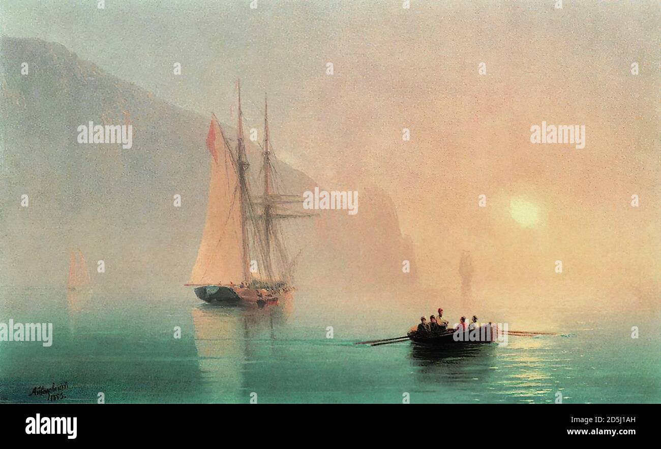 Aivazovsky Ivan Constantinovich - Ayu Dag pendant une journée de Misty - École russe - 19e siècle Banque D'Images