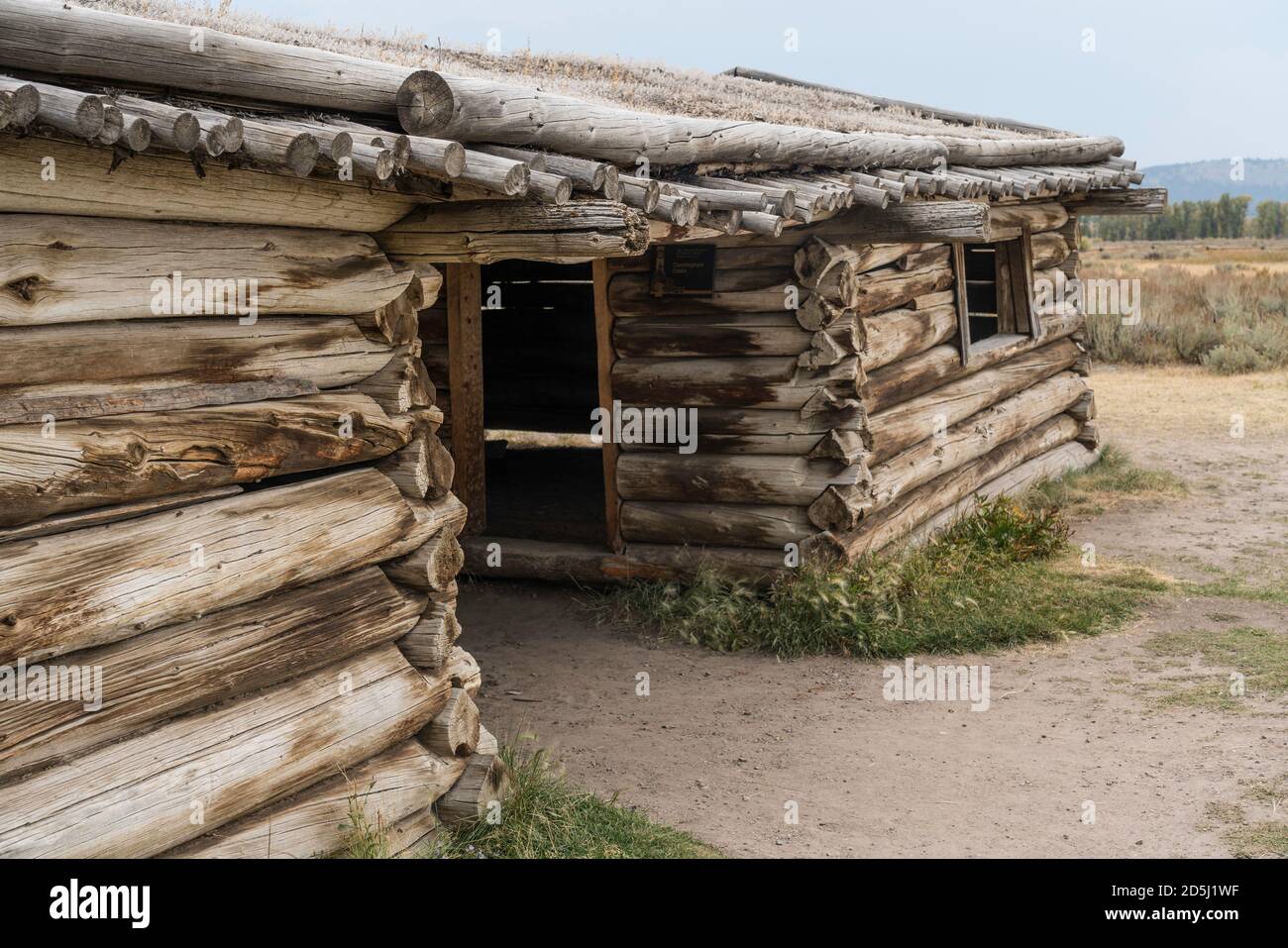 Détail de l'ancienne cabane historique en rondins de Cunningham construite en 1888. Parc national de Grand Teton, Wyoming, États-Unis. Banque D'Images