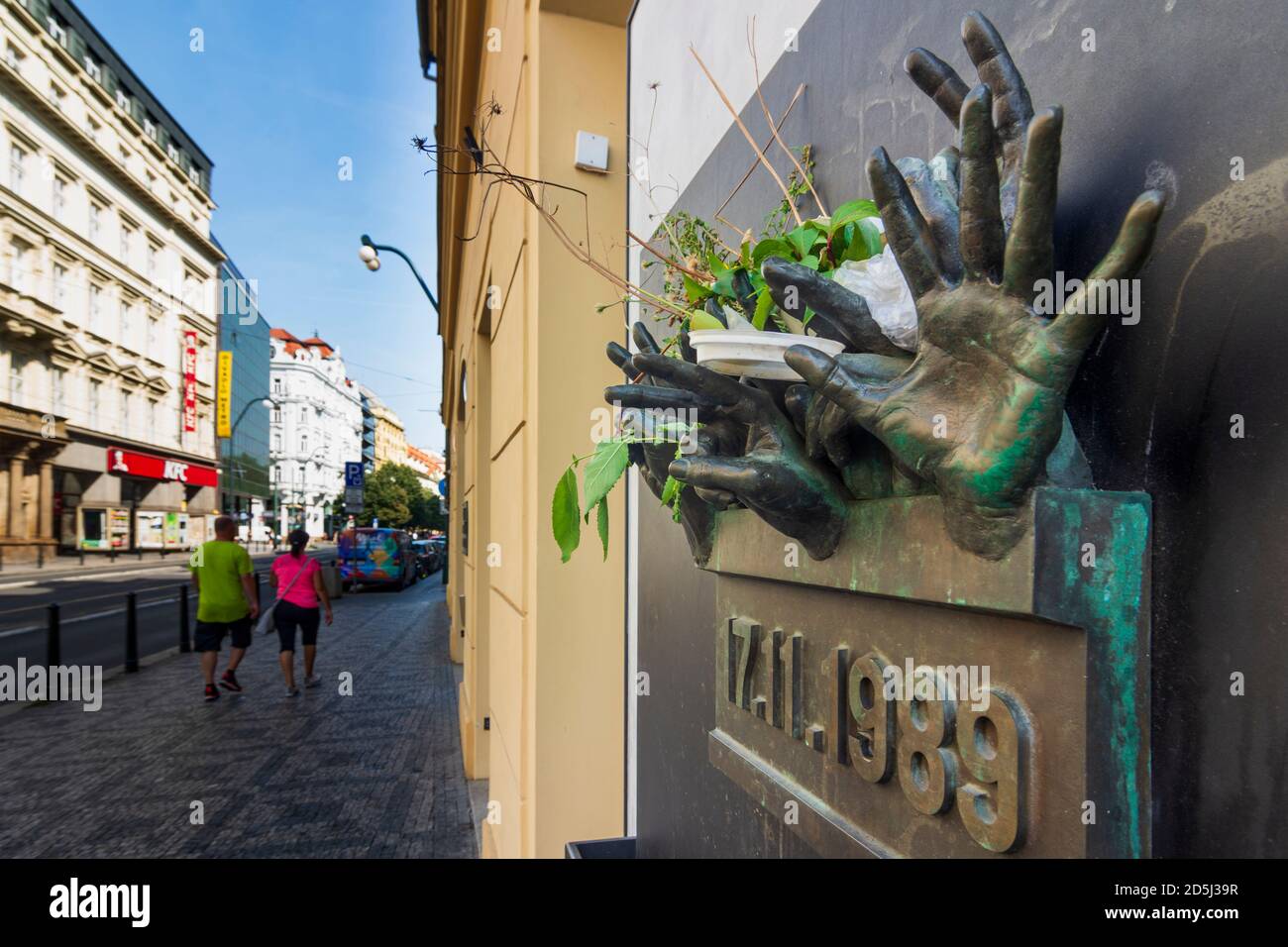 Praha: 17.11.1989 mémorial de la révolution de velours dans la rue Narodni à Nove Mesto, Nouvelle ville, Praha, Prag, Prague, Tchèque Banque D'Images