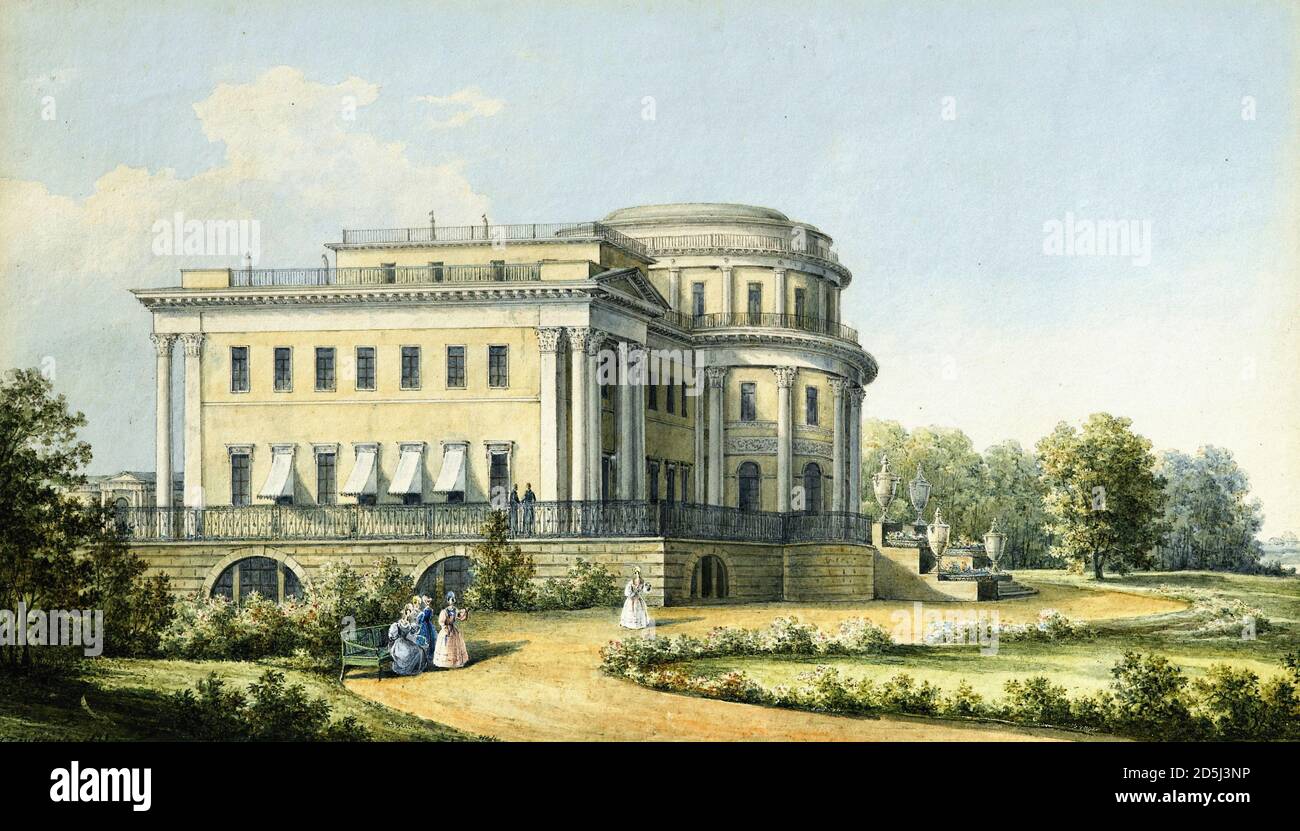 Chernetsov Nikanor - vue sur le palais Yelagin - russe École - 19e siècle Banque D'Images