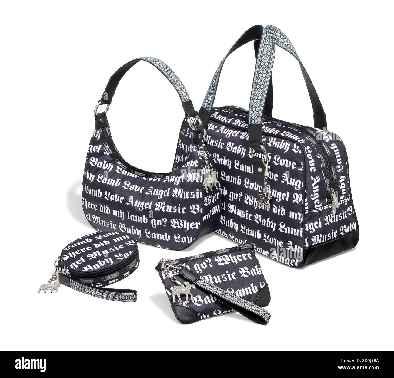 le sport sac nylon collection par gwen stefani photographié sur fond blanc Banque D'Images