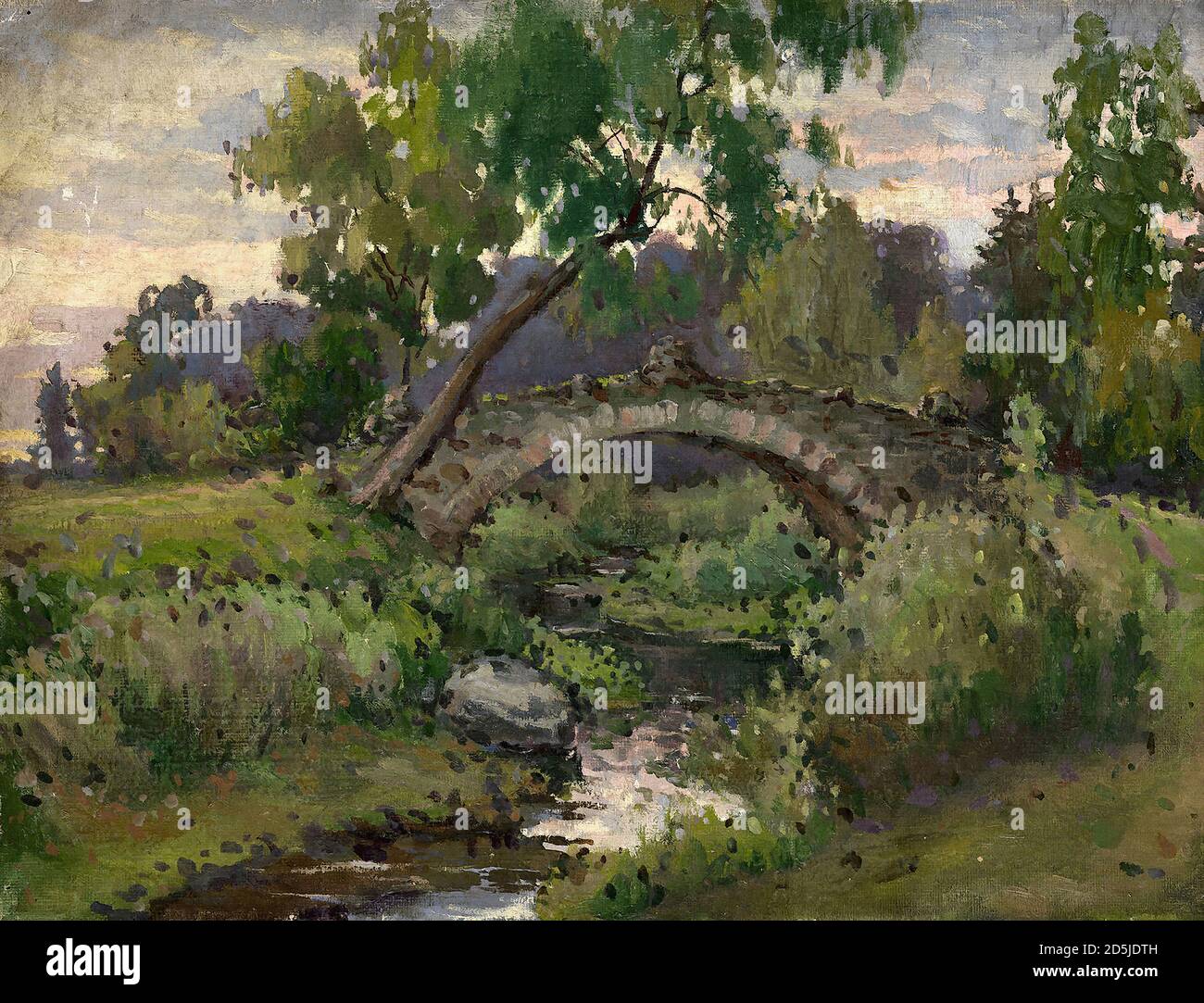Somov Constantin - Pont dans le parc Pavlovsk - École russe - 19e siècle Banque D'Images