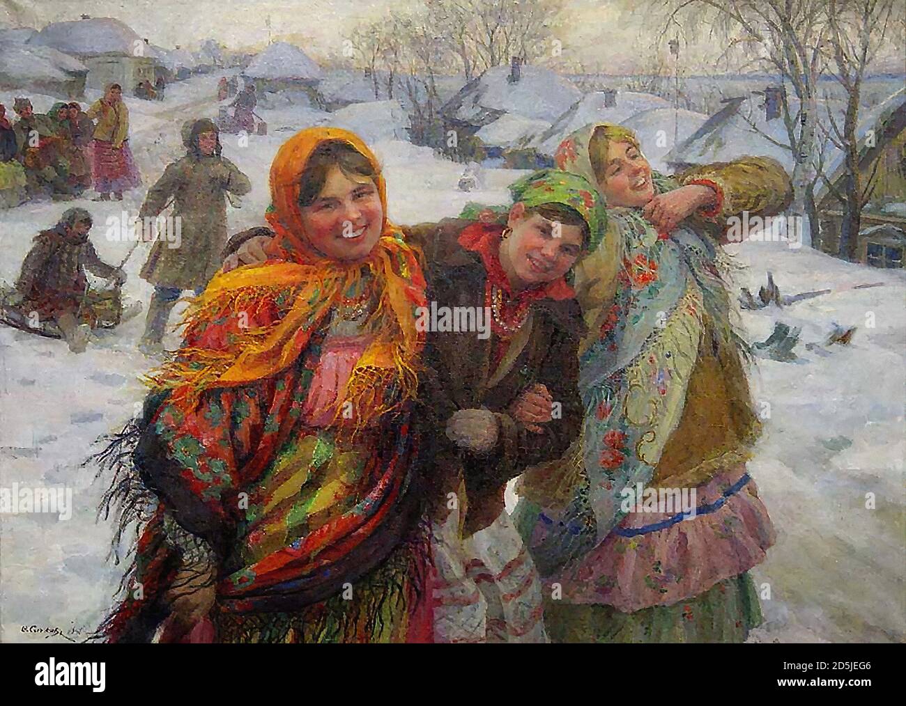 Sychkov Fedot Vasilievich - amis 6 (vacances) - École russe - 19e siècle Banque D'Images