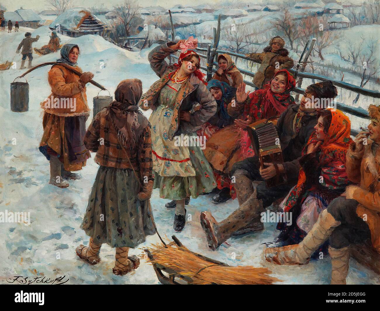 Sychkov Fedot Vasilievich - Musicerende Jeugd - Ecole de Russie - 19e siècle Banque D'Images