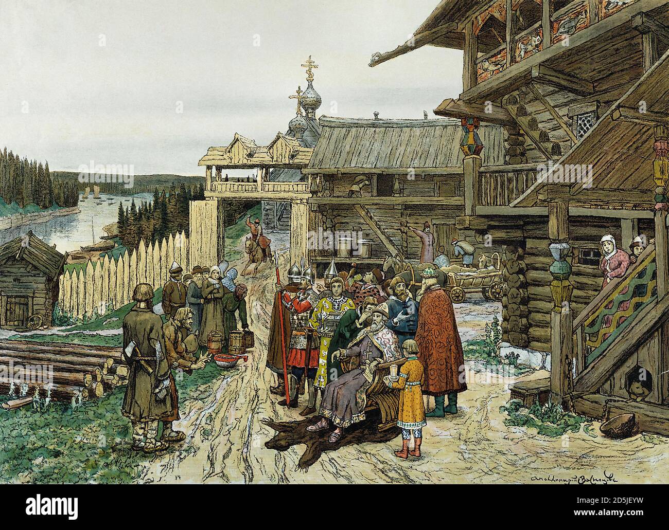 Vassetsov Apollinari - Cour d'un prince russe féodal - École russe - 19e siècle Banque D'Images