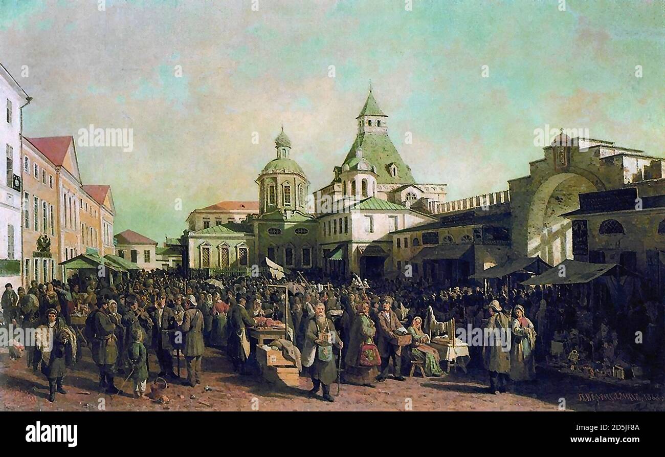 Vereshchagin Petr - marché aux puces à Moscou - École russe - 19e siècle Banque D'Images