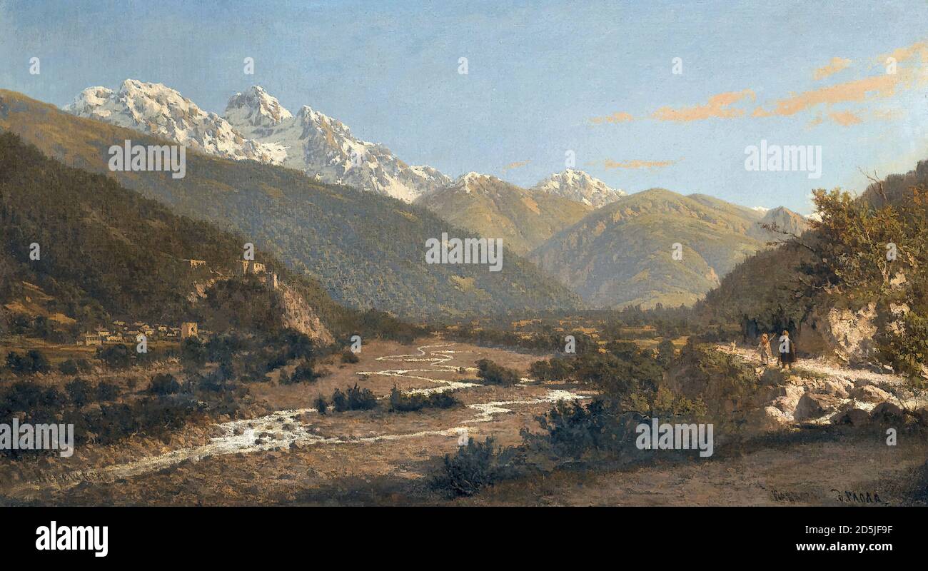 Vereshchagin Petr - vue sur le Mont Karaugom Caucase - russe École - 19e siècle Banque D'Images