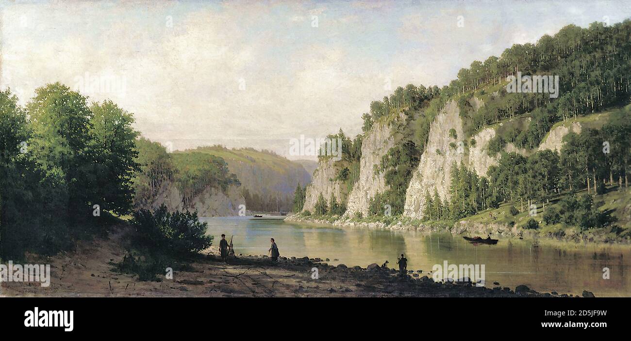 Vereshchagin Petr - Rock pittoresque sur la rivière Chusova 1 - École russe - 19e siècle Banque D'Images