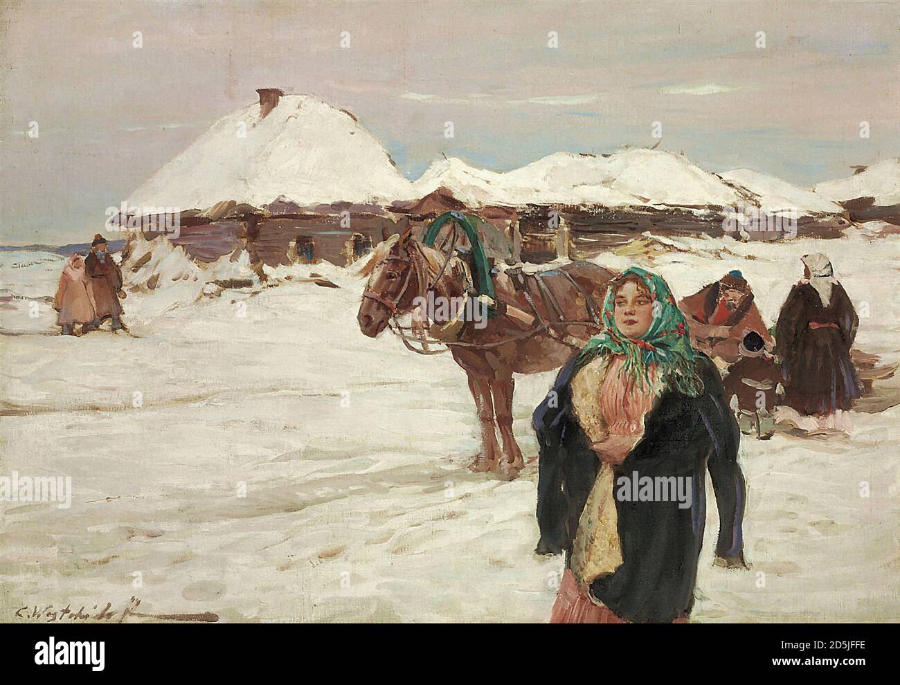 Veshchilov Constantine Alexandrovitch - contemplant le voyage à venir - russe École - 19e siècle Banque D'Images