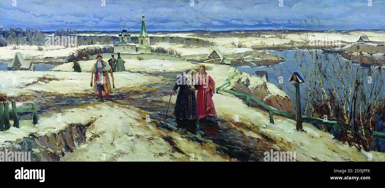 Veshchilov Constantine Alexandrovitch - Retour de l'Église - École russe - 19e siècle Banque D'Images