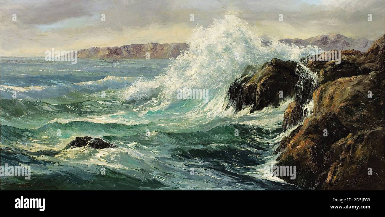 Veshchilov Constantine Alexandrovitch - Rocky Seascape 2 - École russe - 19e siècle Banque D'Images