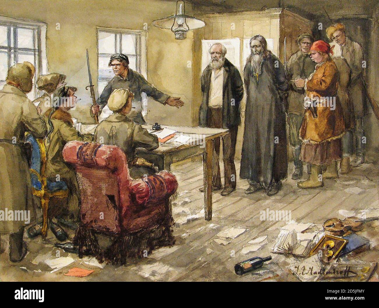 Vladimirov Ivan - interrogatoire du Comité des pauvres - École russe - 19e siècle Banque D'Images