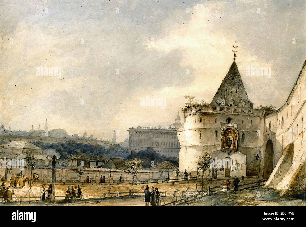 Vorobiev Socrates Maksimovich - vue sur l'entrée du Monastère d'Andronikov Moscou - École russe - 19e siècle Banque D'Images