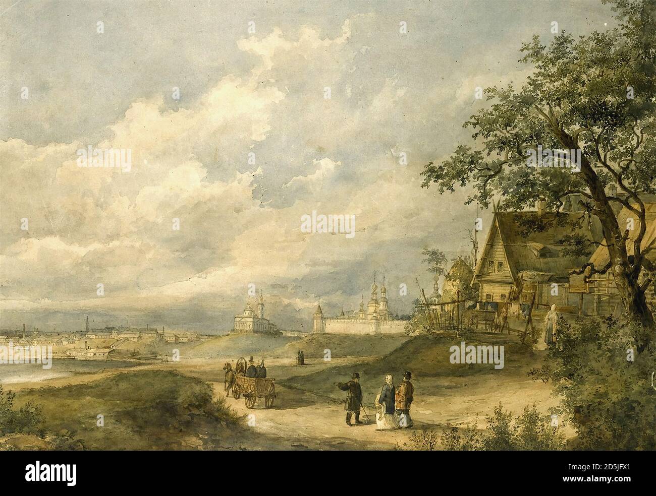 Vorobiev Socrates Maksimovich - vue sur une ville provinciale russe - École russe - 19e siècle Banque D'Images