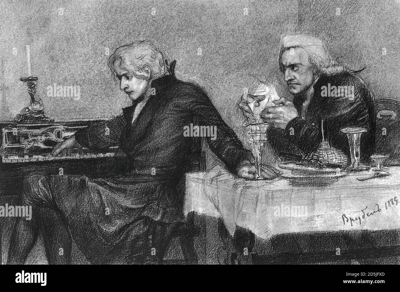 Vrubel Mikhail - Mozart et Salieri - École russe - 19e siècle Banque D'Images