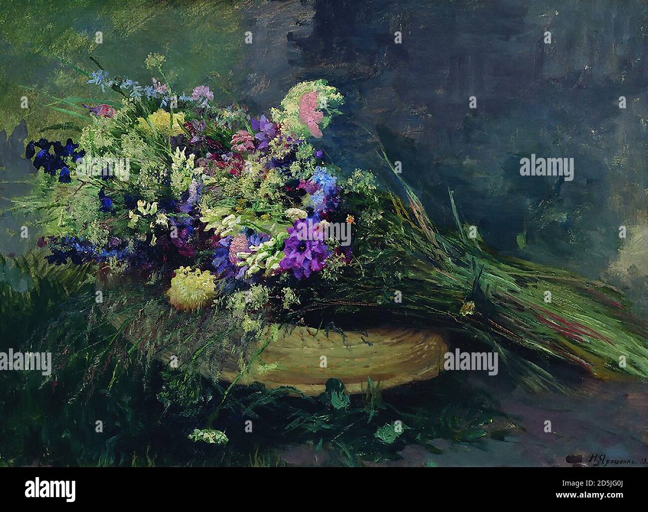 Yarochenko Nikolai - fleurs sauvages - École russe - 19e siècle Banque D'Images