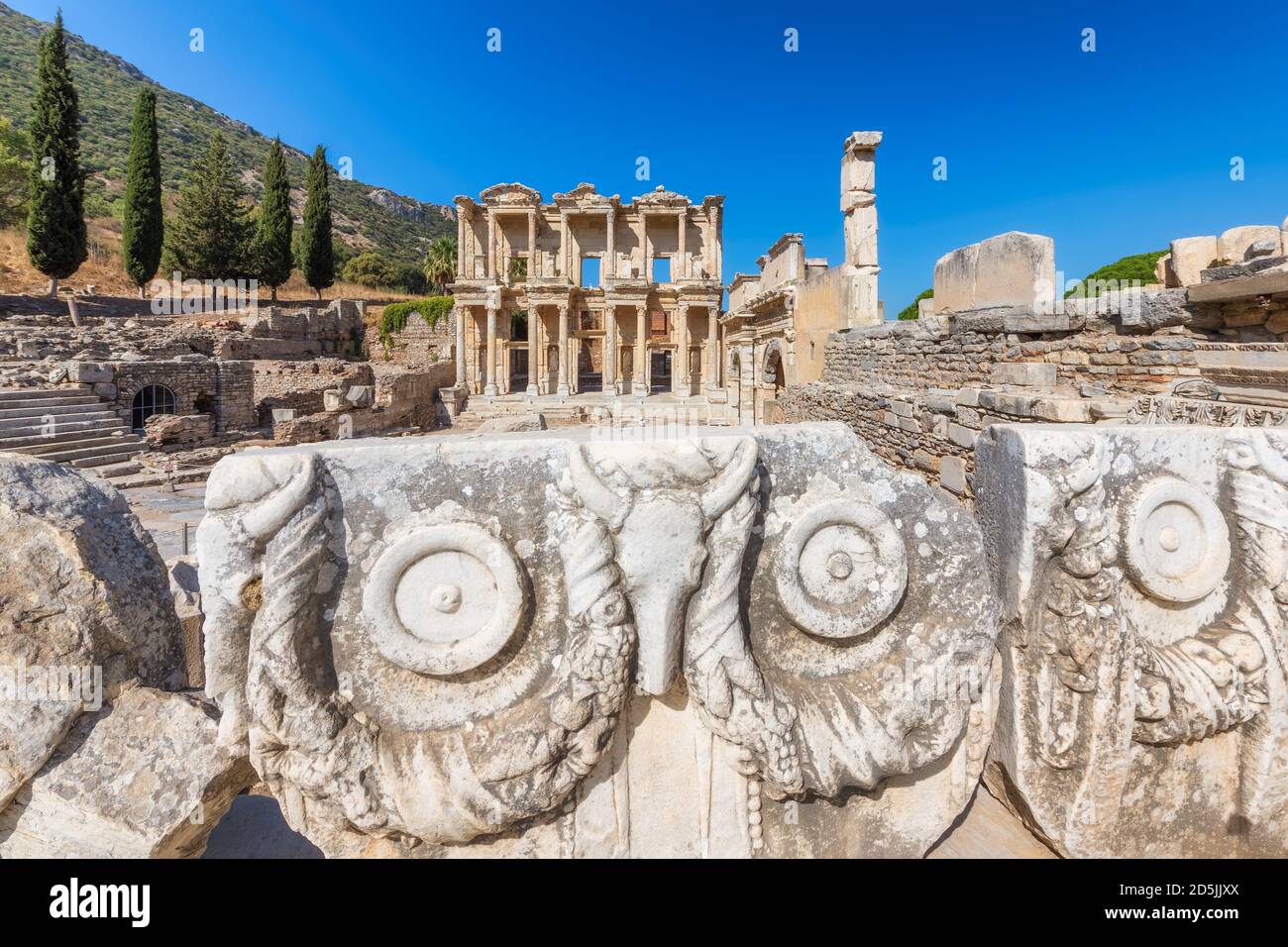 Bibliothèque Celsius dans la ville antique d'Ephèse (Efes). Ville ancienne la plus visitée en Turquie. Selcuk, Izmir, Turquie. Banque D'Images