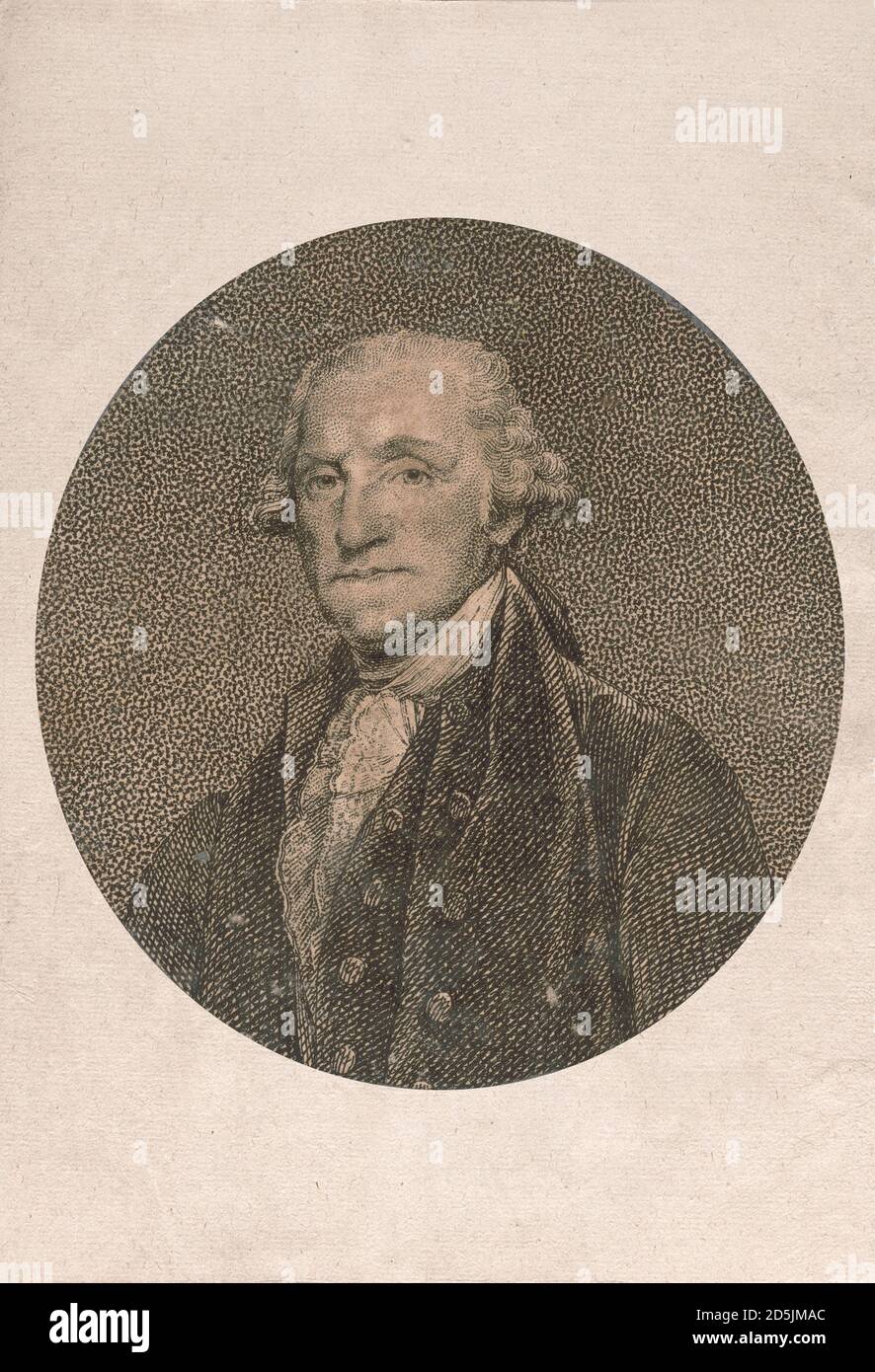 Gravure de George Washington, portrait tête-et-épaules, portant l'uniforme, face à gauche, en médaillon coupé à partir d'un grand imprimé. Par Stuart, Gilbert, 175 Banque D'Images
