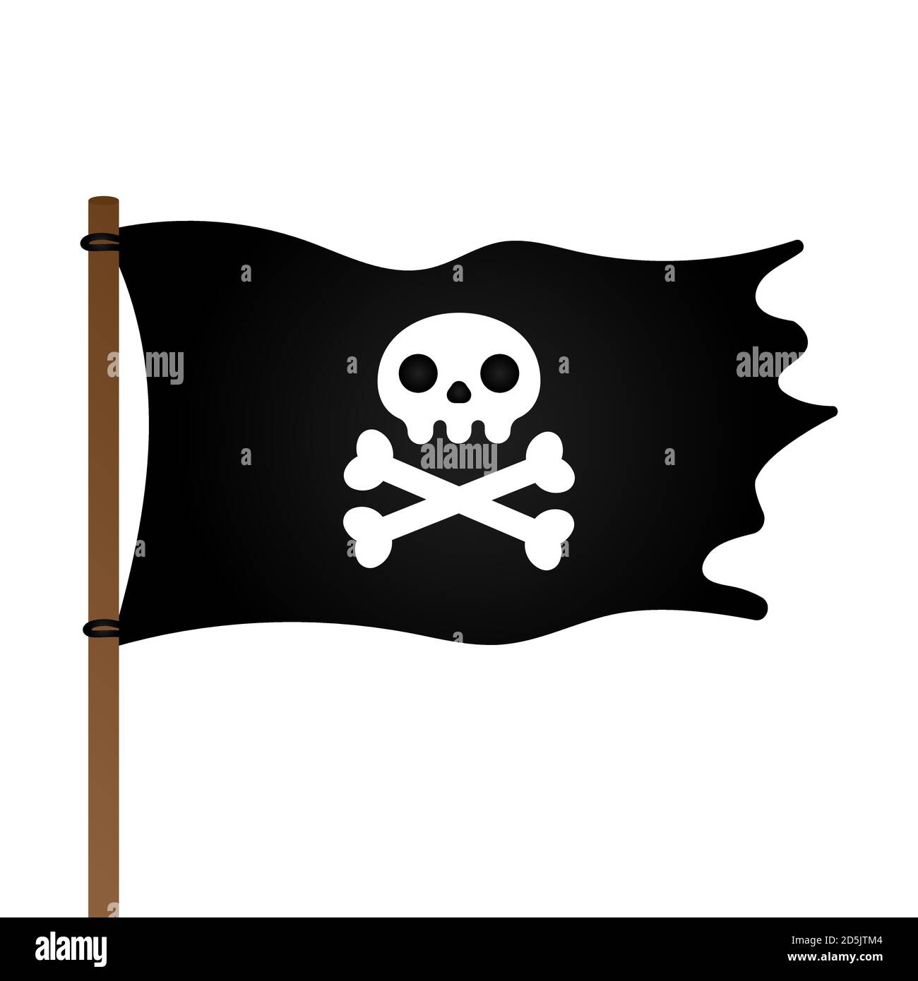 Crâne Jolly Roger, drapeau pirate et os crossets de style plat dessin vectoriel illustration. Illustration de Vecteur