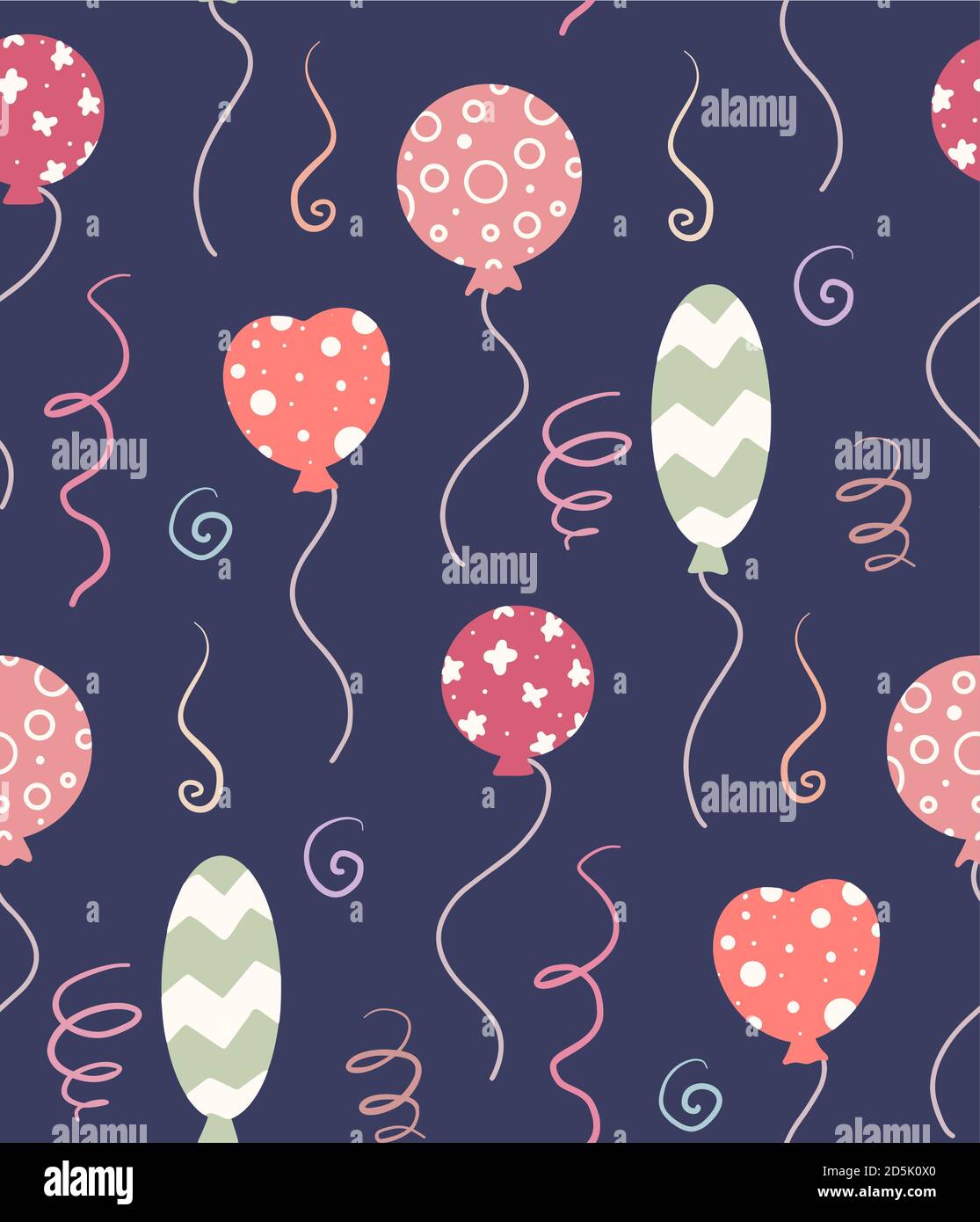 Motif Festif Sans Couture Avec Boules A Motif Et Serpentin Sur Fond Sombre Papier Peint De Dessin Anime D Anniversaire Texture De Bebe Vectorielle Pour Tissus Image Vectorielle Stock Alamy