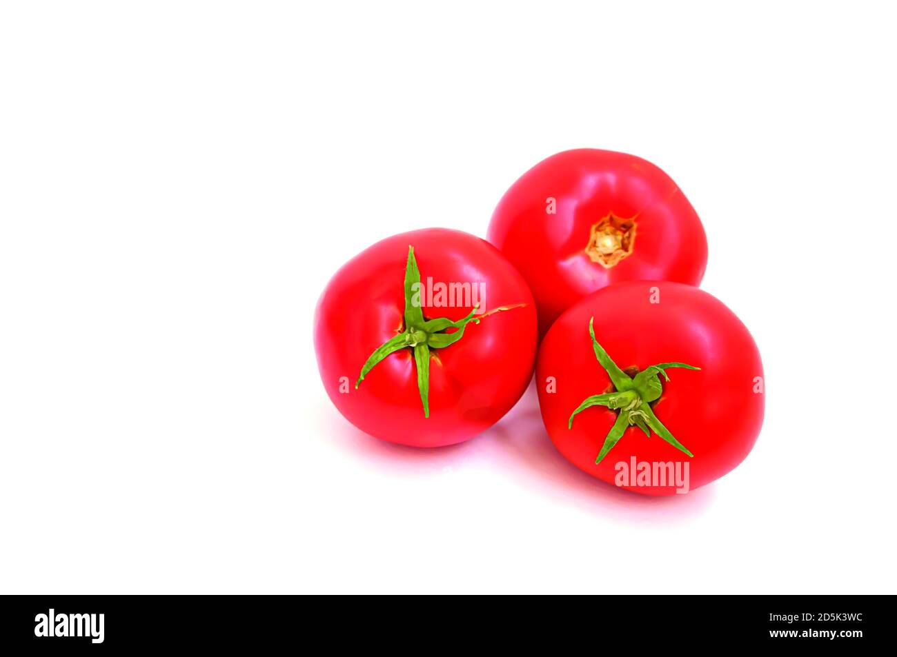 TOMATES FRAÎCHES SUR FOND BLANC, ORIENTATION HORIZONTALE, ISOLÉES Banque D'Images