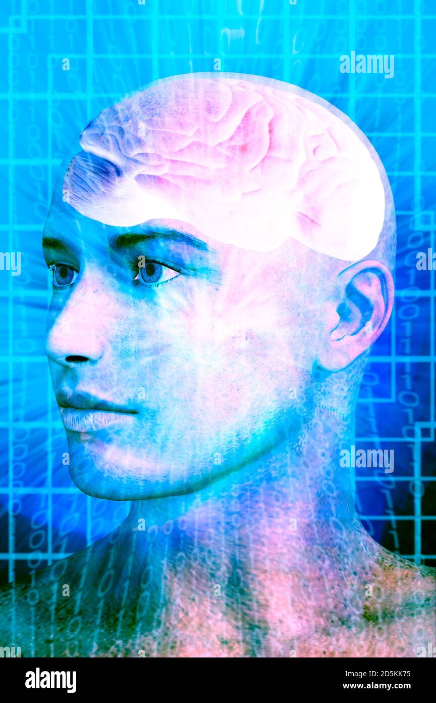 concept d'intelligence artificielle de tête humanoïde Banque D'Images