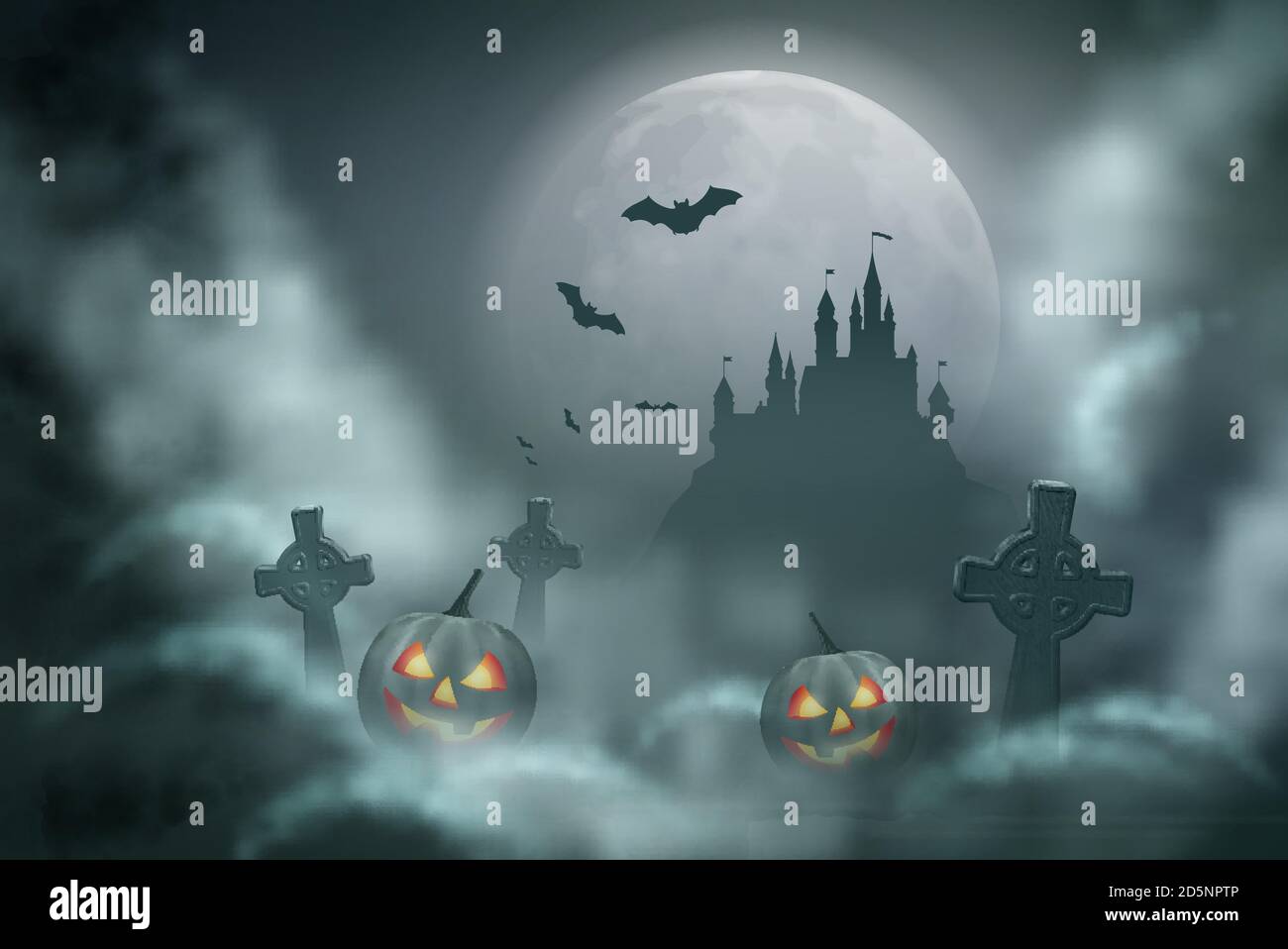 Scène de nuit de Halloween Illustration de Vecteur