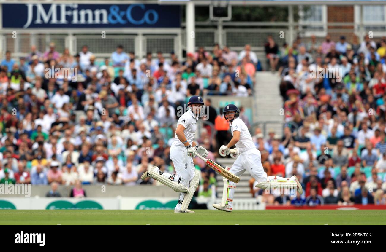 Jonny Bairstow (à gauche) et Gary Ballance Banque D'Images